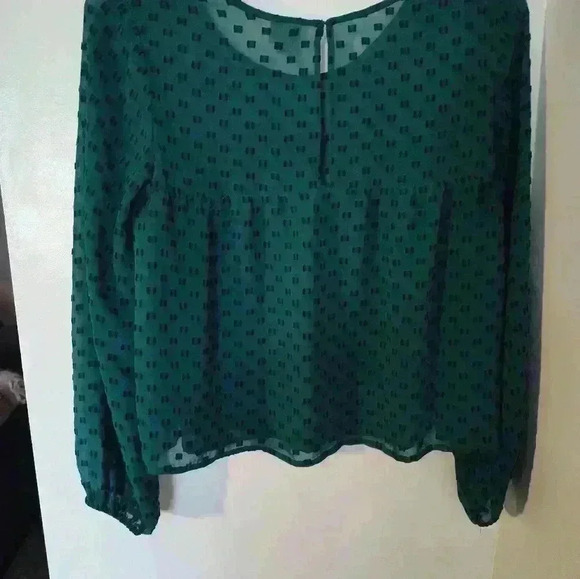 Target Merona Top Green with Black Sewn Pattern#148 - Picture 3 of 3